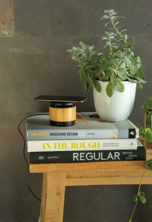 ENCEINTE 3W AVEC CHARGEUR A INDUCTION EN BAMBOU