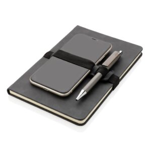 CARNET DE NOTES A5 EN PU AVEC PORTE TELEPHONE ET PORTE STYLO