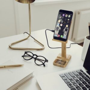 SUPPORT DE TELEPHONE CHARGEUR INDUCTION EN BAMBOU BAMDYSTICK