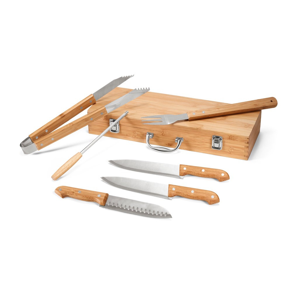 InnovaGoods Ensemble Ustensiles Barbecue 5 En 1 - Kit Complet Pliable Avec Fourchette, Pinces, Spatule, Couteau Et Brosse