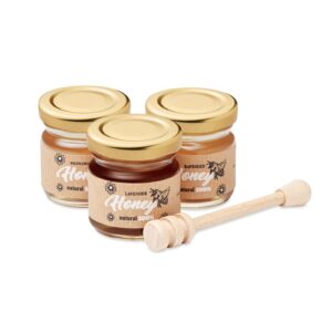 3 POTS DE MIEL AVEC CUILLERE EN BOIS BEEBEE SET