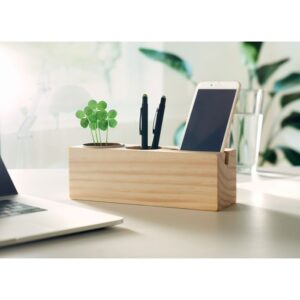 SUPPORT DE BUREAU EN BOIS AVEC GRAINES THILA