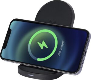 SOCLE DE CHARGE SANS FIL 15W A DOUBLE BOBINE EN PLASTIQUE RECYCLE RCS LOOP