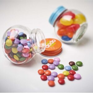 BONBONNIERE EN VERRE AVEC BONBONS